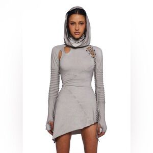 Gray Hooded Dress
